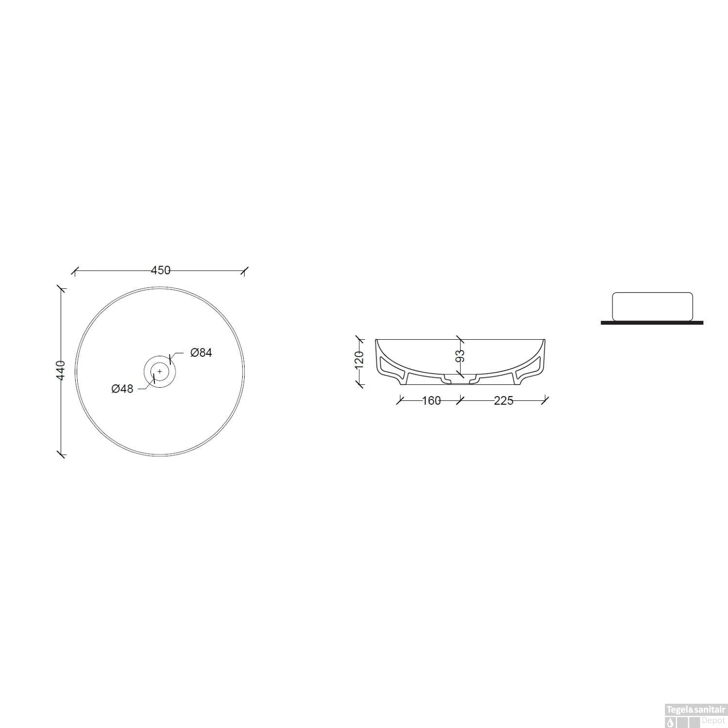 Salenzi Waskomset Form 45x12 Cm Incl Hoge Kraan Mat Zwart (Keuze Uit 4 Kleuren Kranen) - Afbeelding 4