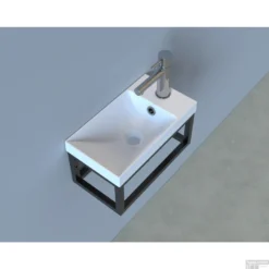 Fonteinset Industrieel BWS Frame Hangend 40 Cm Mat Zwart Aluminium Glans Wit (exclusief Kraan En Afvoer)