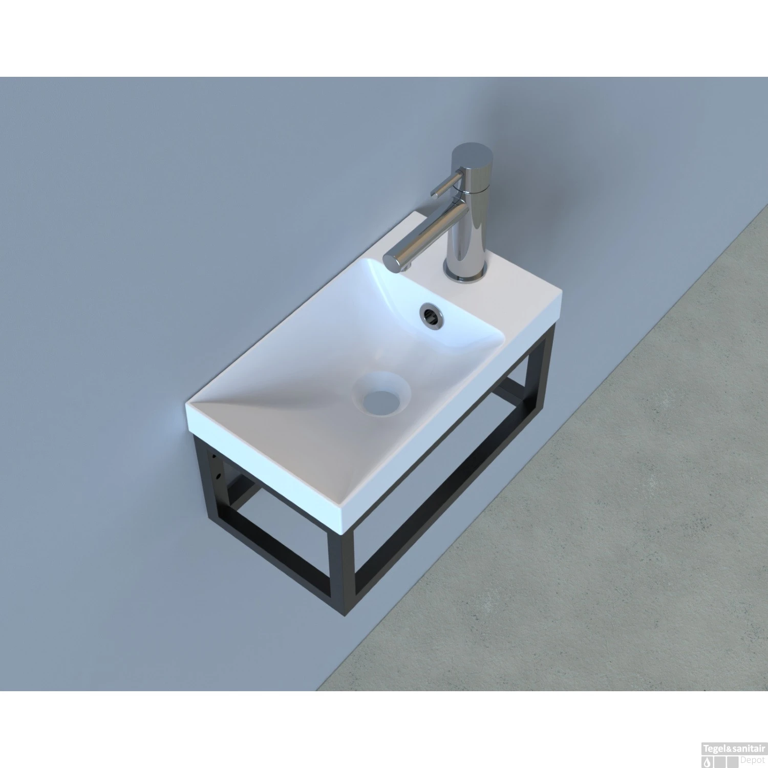 Fonteinset Industrieel BWS Frame Hangend 40 Cm Mat Zwart Aluminium Glans Wit (exclusief Kraan En Afvoer) 3 Fonteinset Industrieel BWS Frame Hangend 40 Cm Mat Zwart Aluminium Glans Wit (exclusief Kraan En Afvoer)