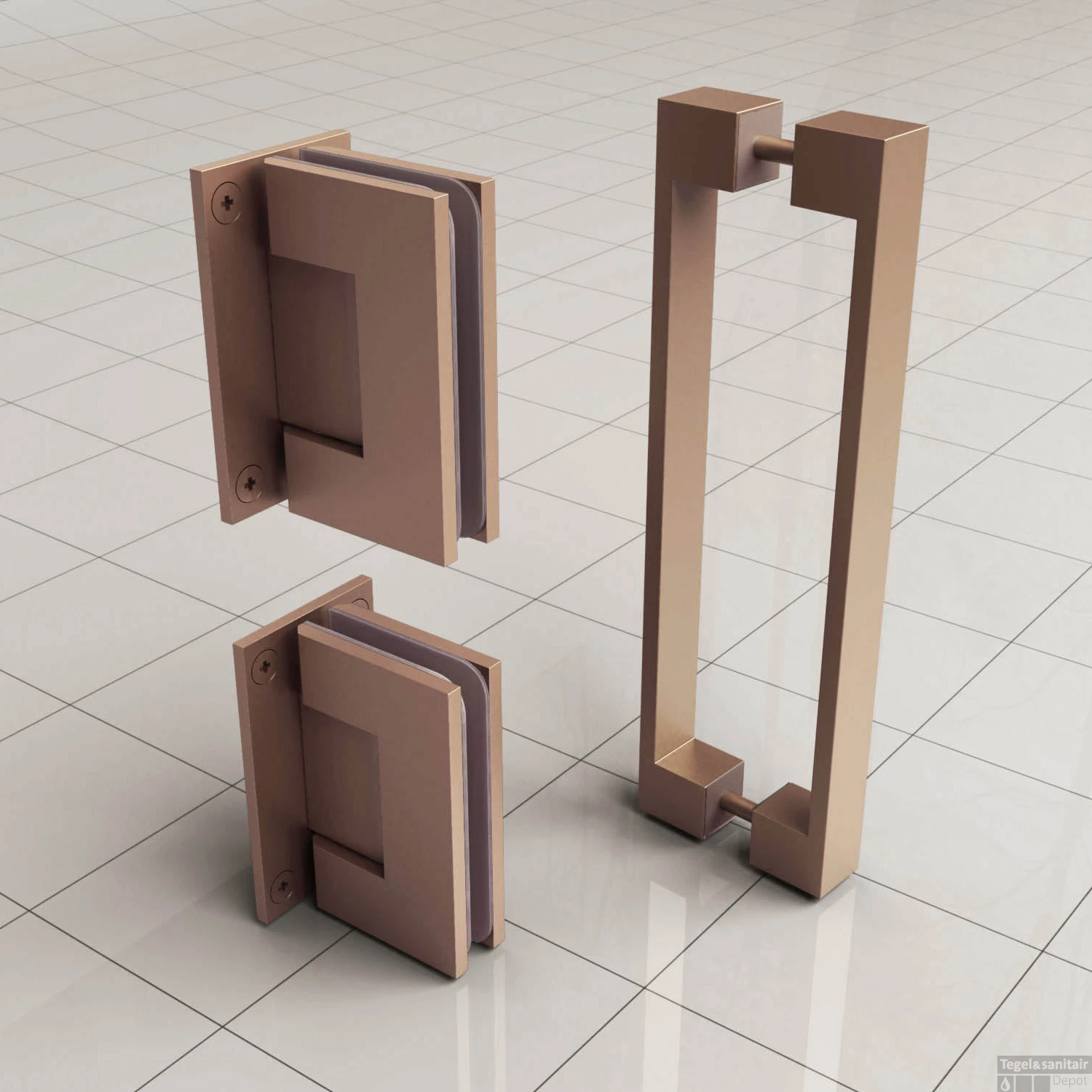 Scharnierset + Hendel Tbv Nisdeur Wiesbaden Zonder Profiel Geborsteld Koper