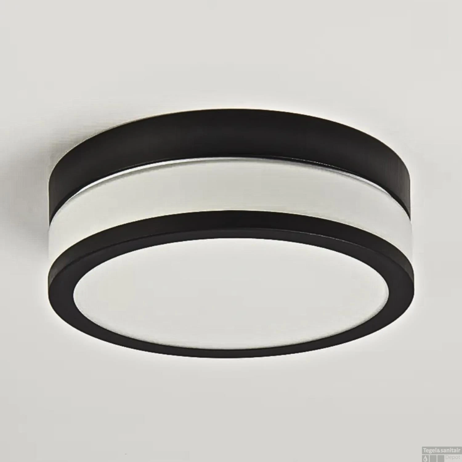 Plafond/Wandlamp Bellezza Bagno Stef IP44 3000 Kelvin 23,6x7,8 Cm SMD LED Mat Zwart/Mat Wit