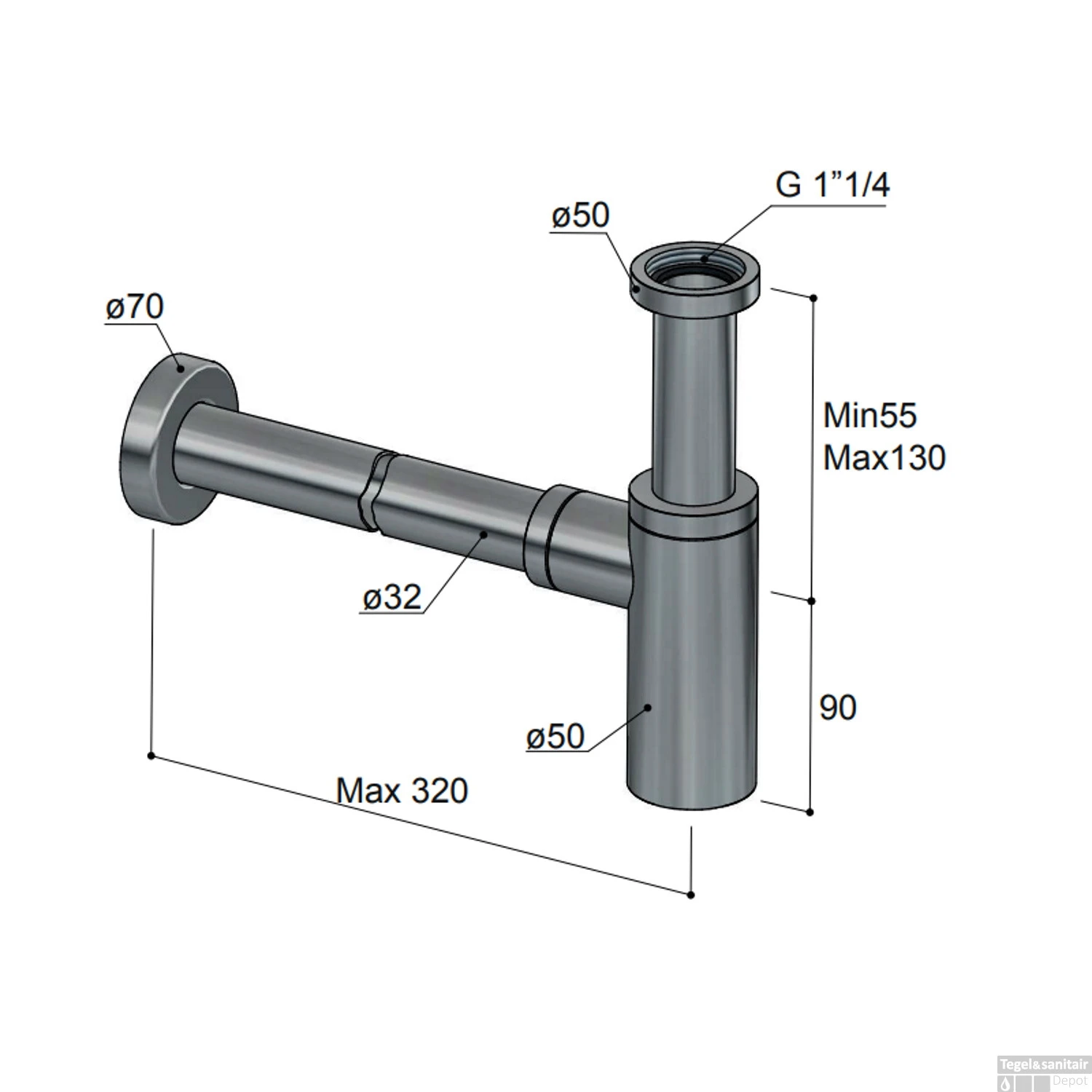 Sifon Hotbath Archie Rond Geborsteld Koper PVD 4 Sifon Hotbath Archie Rond Geborsteld Koper PVD - Afbeelding 2