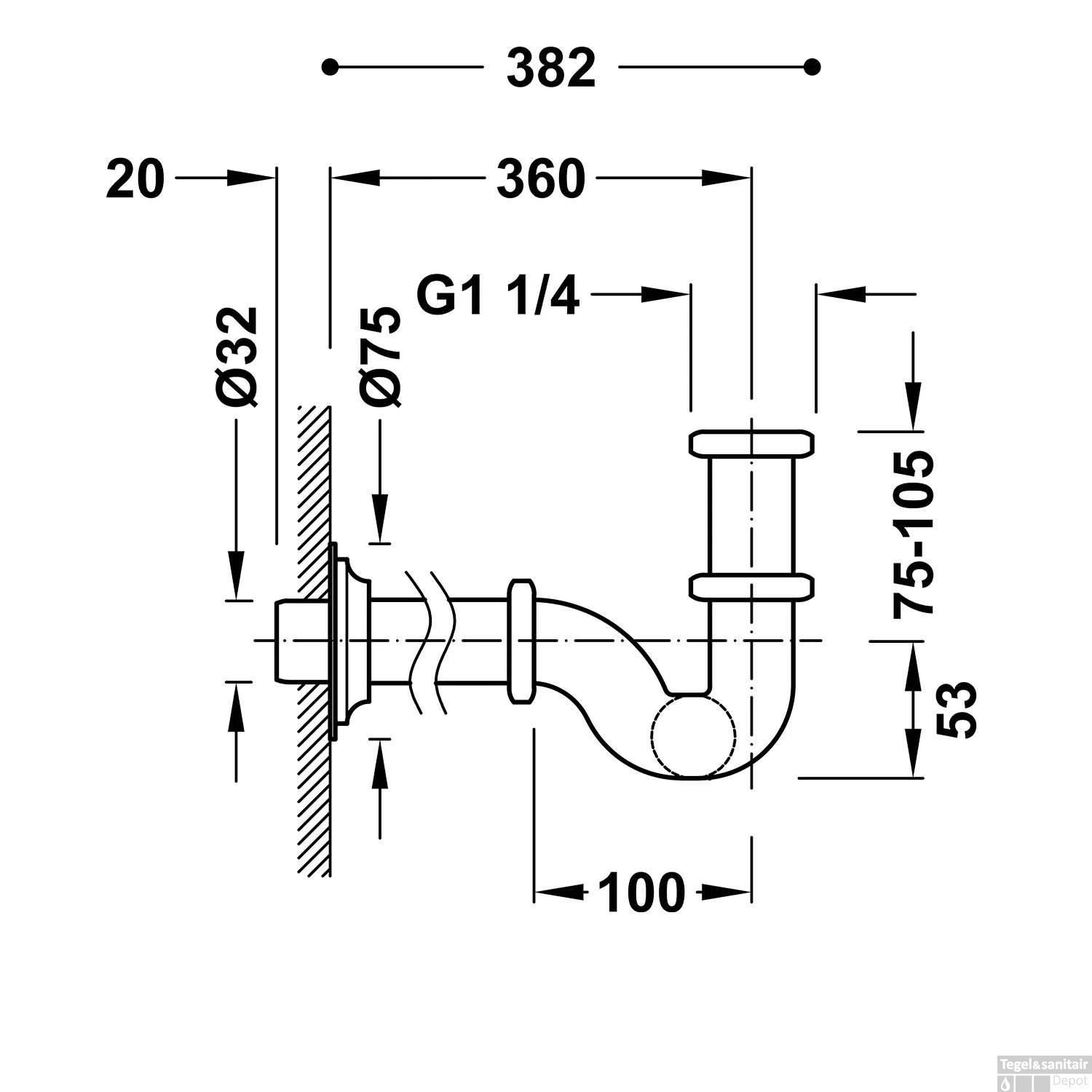 Sifon Tres Complementos Gebogen RVS 4 Sifon Tres Complementos Gebogen RVS - Afbeelding 2