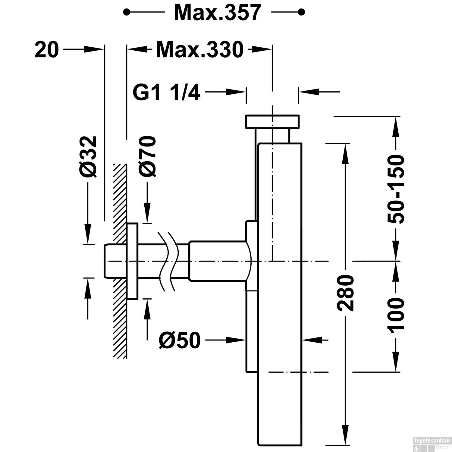 Sifon Tres Complementos Met Mantel Mat Zwart 4 Sifon Tres Complementos Met Mantel Mat Zwart - Afbeelding 2
