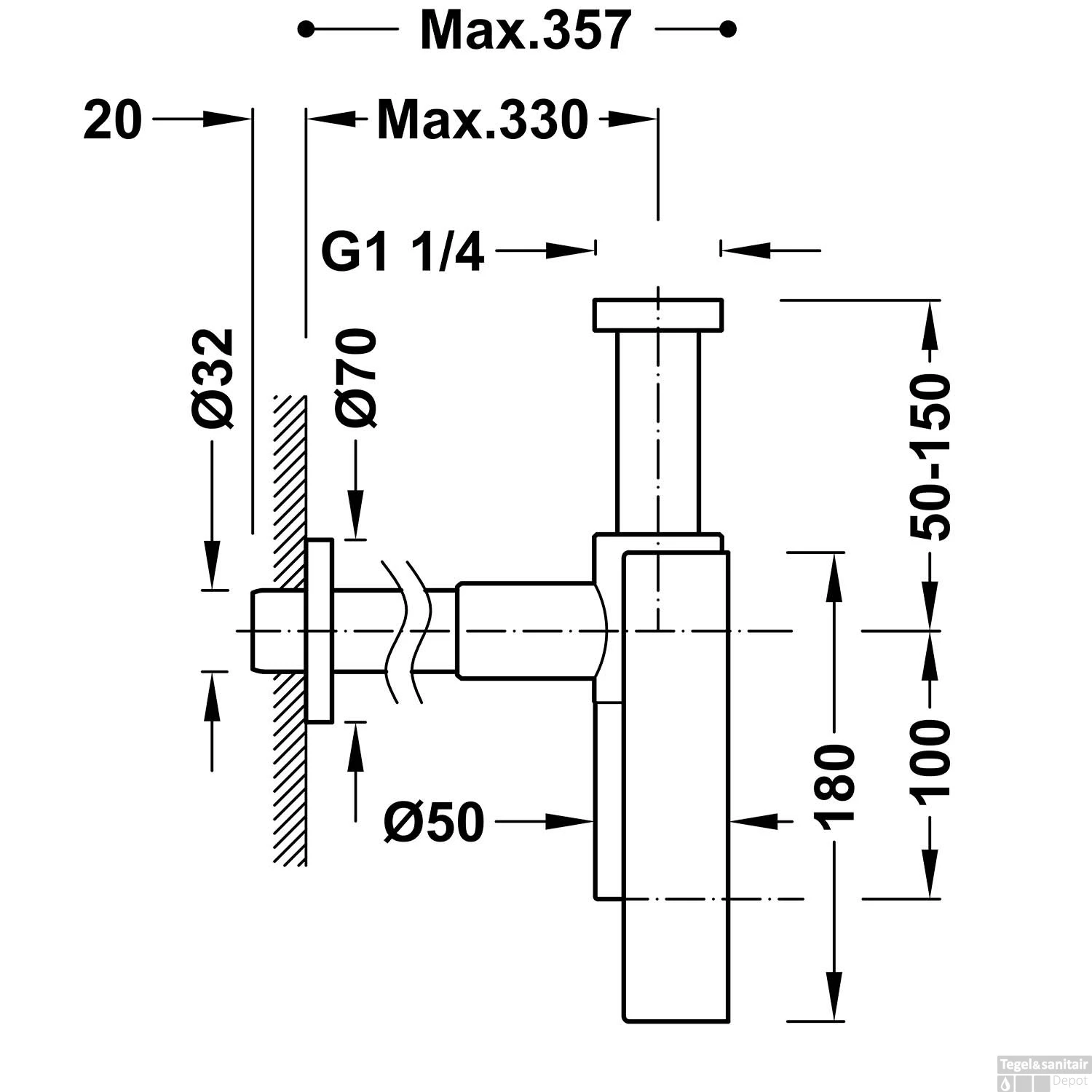 Sifon Tres Complementos Met Mantel Rond RVS 4 Sifon Tres Complementos Met Mantel Rond RVS - Afbeelding 2