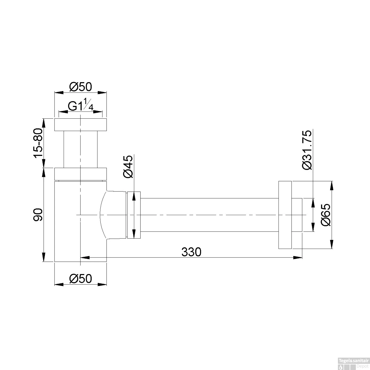 Sifon Wiesbaden Star Luxe 5/4 Laag Model Gunmetal 4 Sifon Wiesbaden Star Luxe 5/4 Laag Model Gunmetal - Afbeelding 2