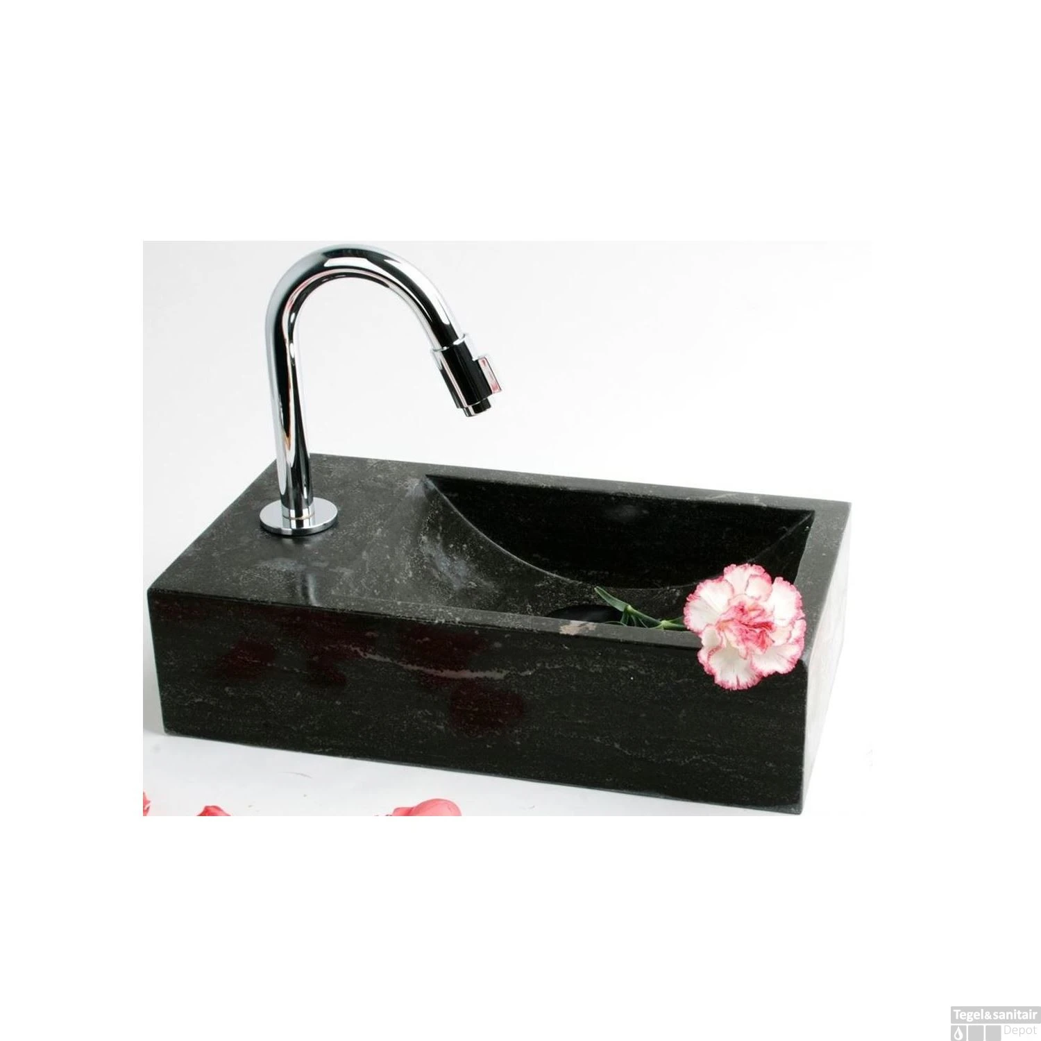 FonteinPack Recto Hardsteen Links 40x22x10cm (Keuze Uit 18 Kranen) 6 FonteinPack Recto Hardsteen Links 40x22x10cm (Keuze Uit 18 Kranen) - Afbeelding 4