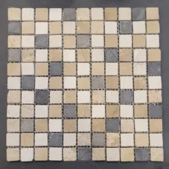 Mozaiek Parquet 2,4x2,4 Mix Cream Brown Light Grey 30x30 Cm (prijs Per M2)