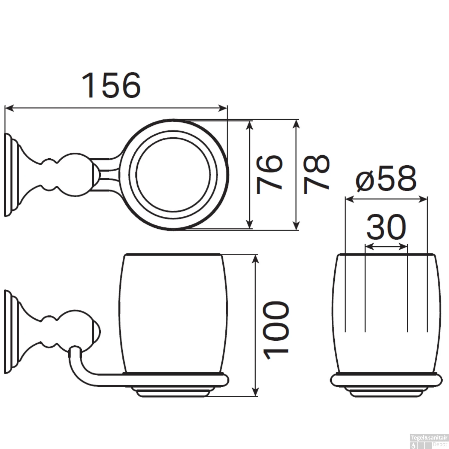 Tandenborstelhouder Haceka Allure Enkel Keramiek Met Geborsteld RVS Look - Afbeelding 2