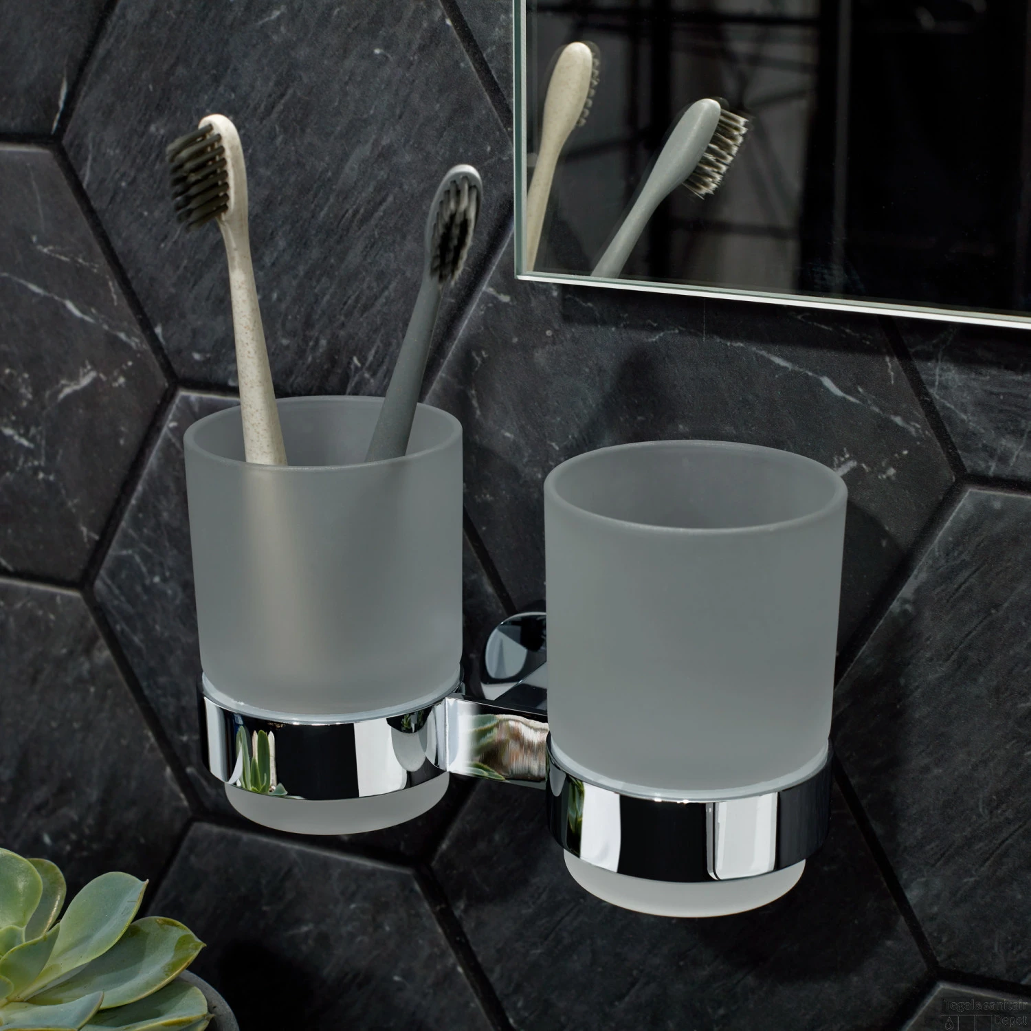 Tandenborstelhouder Haceka Gio Dubbel Glas Met Chroom 4 Tandenborstelhouder Haceka Gio Dubbel Glas Met Chroom - Afbeelding 2