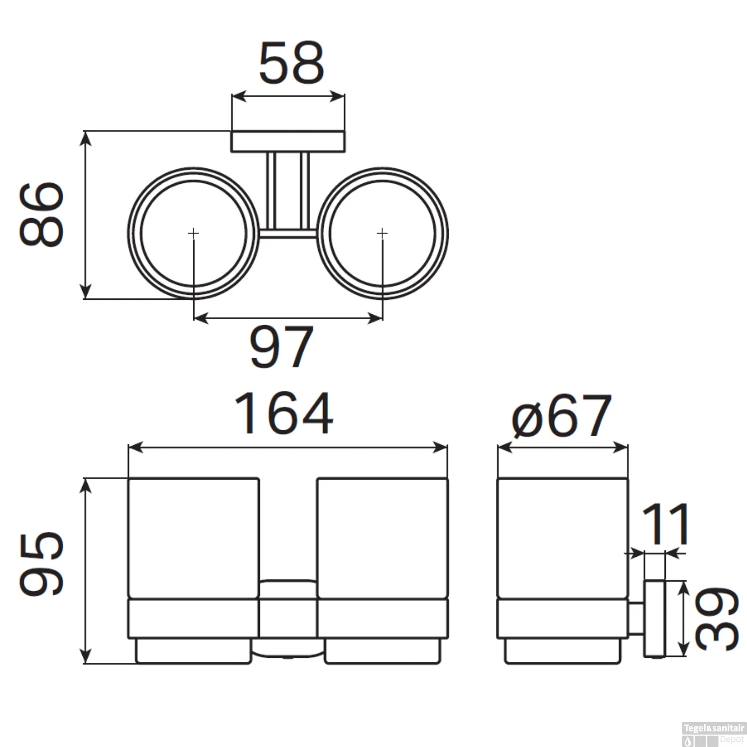 Tandenborstelhouder Haceka Gio Dubbel Glas Met Chroom 7 Tandenborstelhouder Haceka Gio Dubbel Glas Met Chroom - Afbeelding 5
