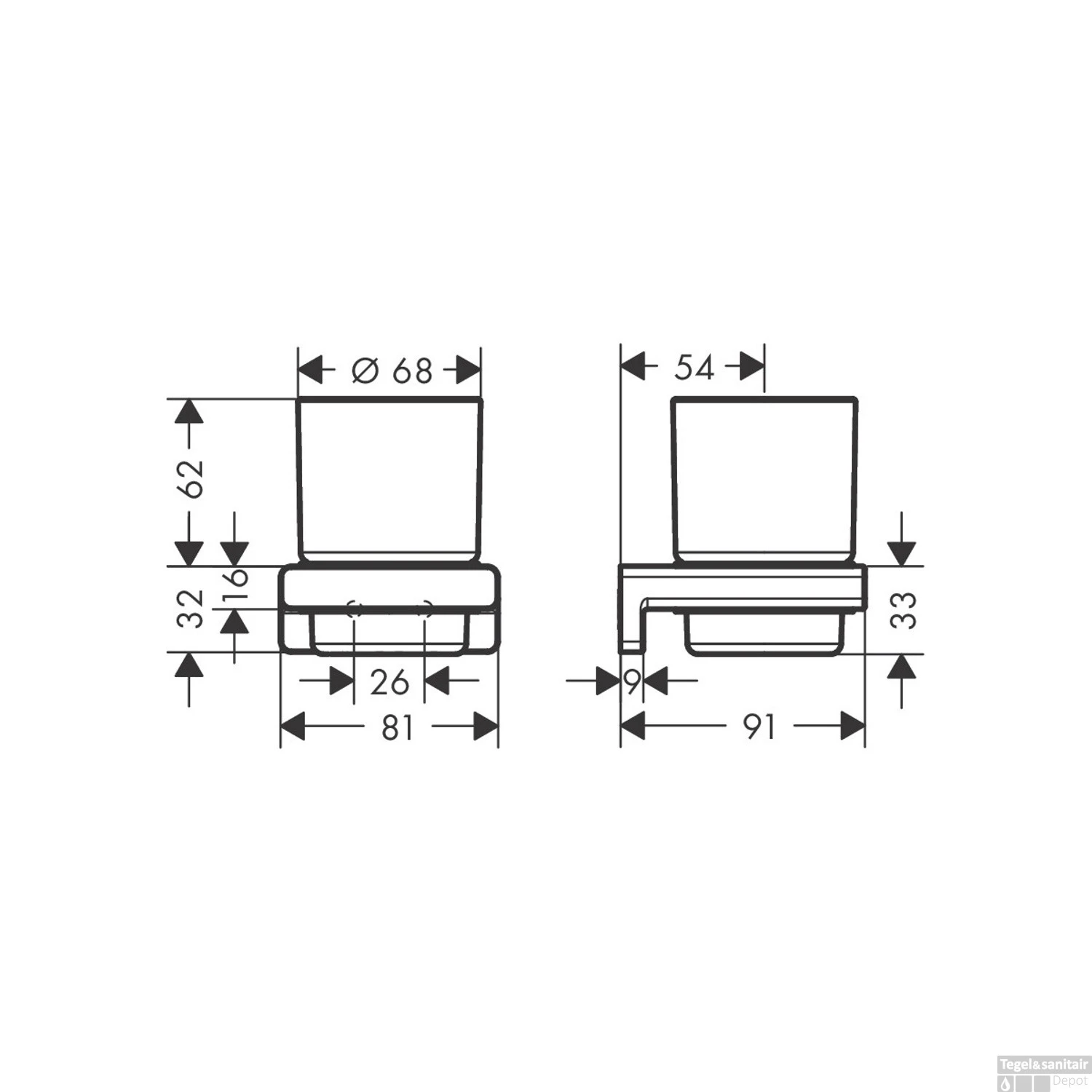 Tandenborstelhouder HansGrohe AddStoris Mat Zwart 6 Tandenborstelhouder HansGrohe AddStoris Mat Zwart - Afbeelding 4