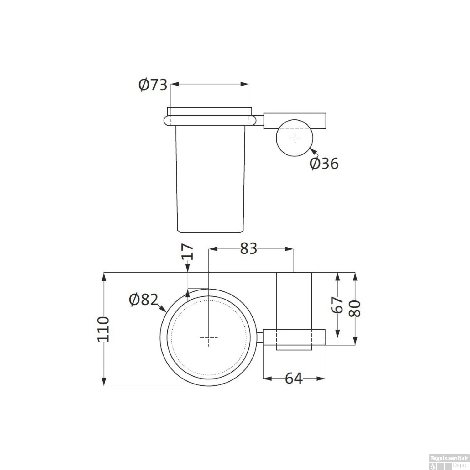 Tandenborstelhouder Herzbach Aurel Melkglas Beker Verchroomd Messing 4 Tandenborstelhouder Herzbach Aurel Melkglas Beker Verchroomd Messing - Afbeelding 2