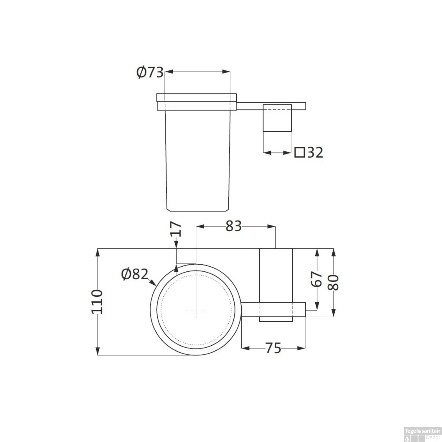 Tandenborstelhouder Herzbach Pixa Melkglas Beker Verchroomd Messing 4 Tandenborstelhouder Herzbach Pixa Melkglas Beker Verchroomd Messing - Afbeelding 2