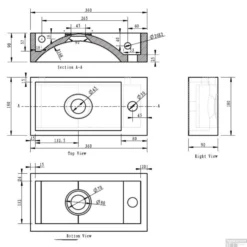 Hardsteen Fontein Wiesbaden 36x18x9cm (Kraangat Links) 5 Hardsteen Fontein Wiesbaden 36x18x9cm (Kraangat Links) -Goedkope Stijl Baden Winkel technische tekening 6