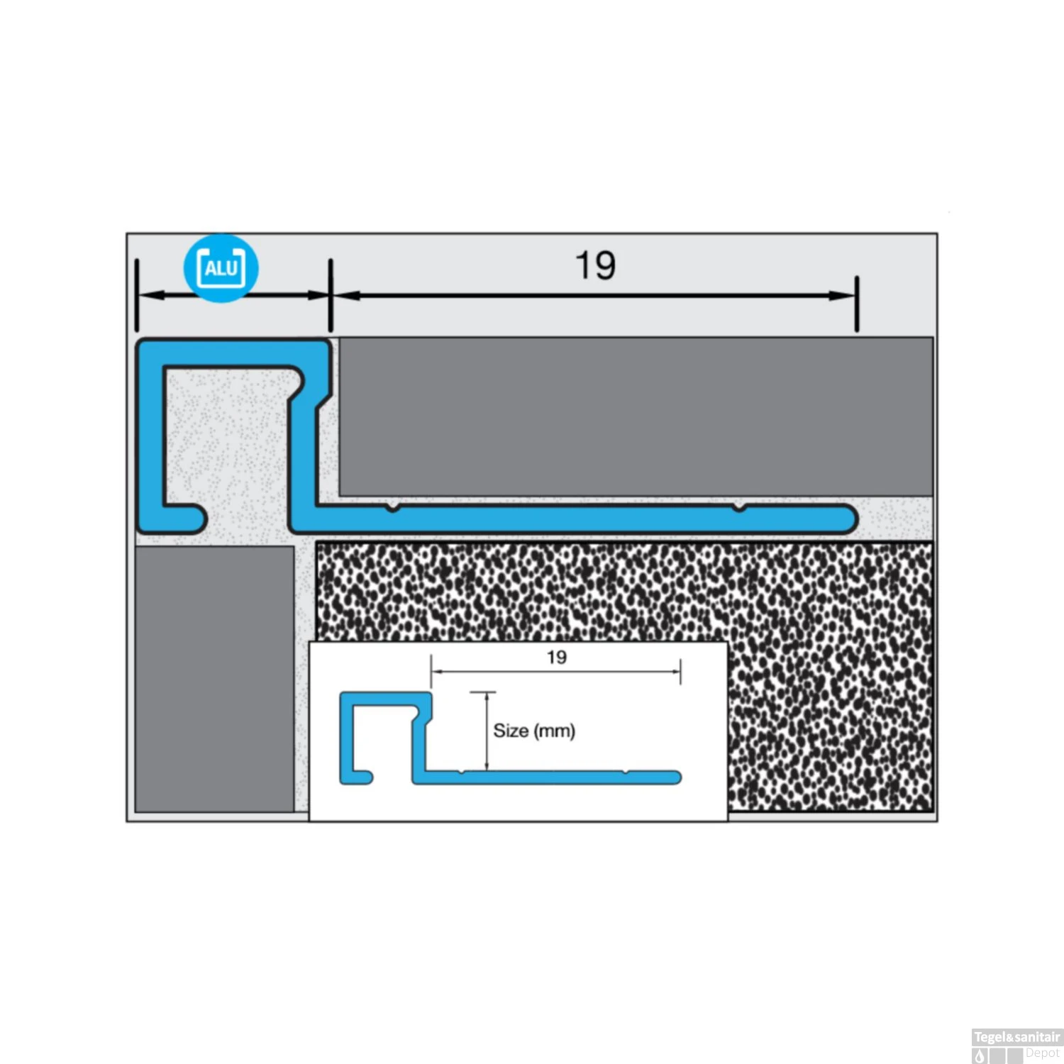 Tegelprofiel QUTEX Ox Vierkant Aluminium Hoogglans 10 X 2700mm 4 Tegelprofiel QUTEX Ox Vierkant Aluminium Hoogglans 10 X 2700mm - Afbeelding 2