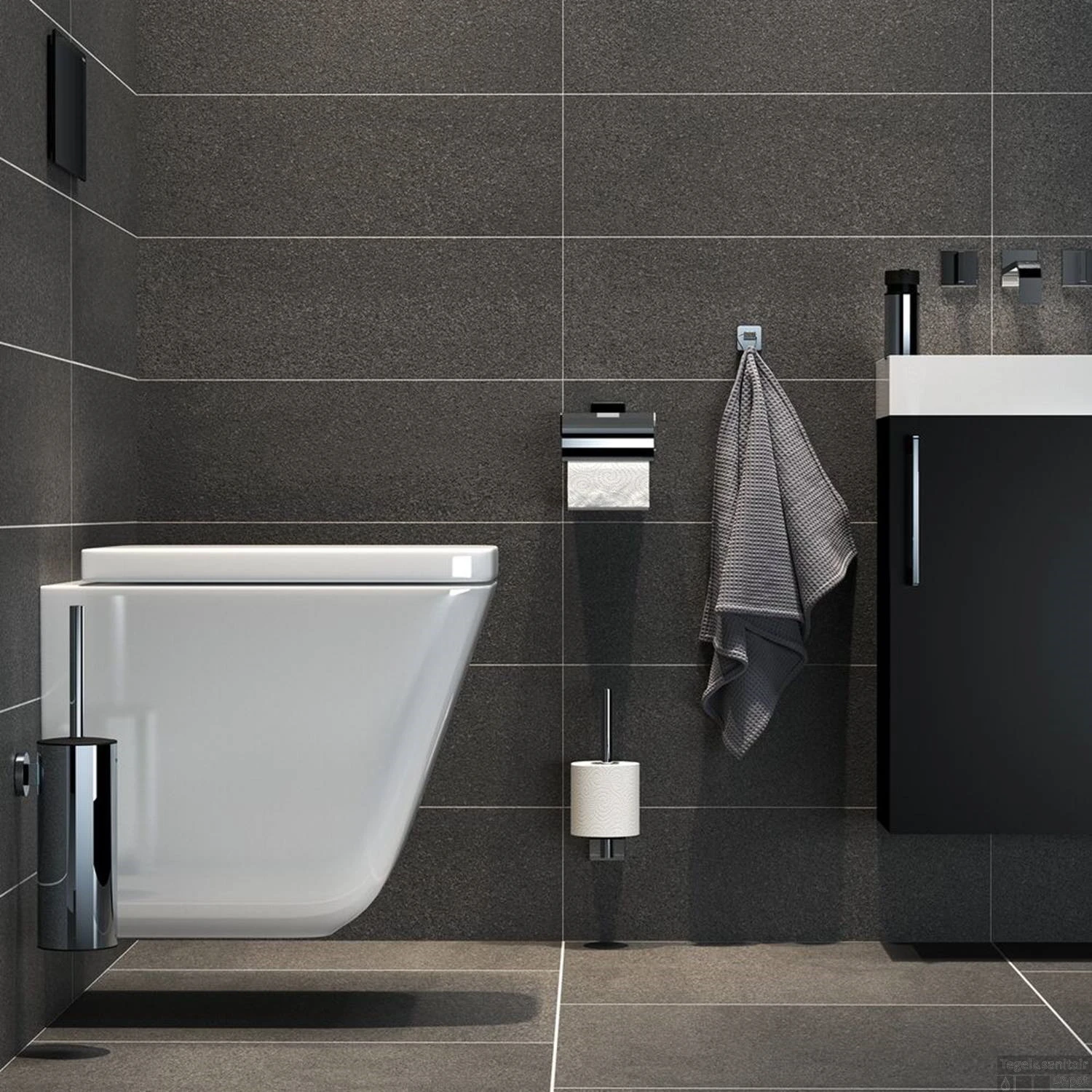 Tiger Dock Toiletborstel Met Houder Wandmodel Chroom 9x11x38 Cm 6 Tiger Dock Toiletborstel Met Houder Wandmodel Chroom 9x11x38 Cm - Afbeelding 4