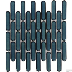 Mozaiek Tegel Sevilla 30x30 Cm Oval Finger Glossy Azure Blue Speckle (Doosinhoud 0,9 M2)