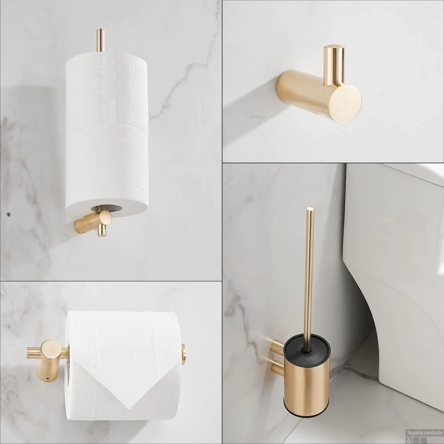 Toiletaccessoires Set Boss & Wessing Academy Geborsteld Messing 4 Toiletaccessoires Set Boss & Wessing Academy Geborsteld Messing - Afbeelding 2