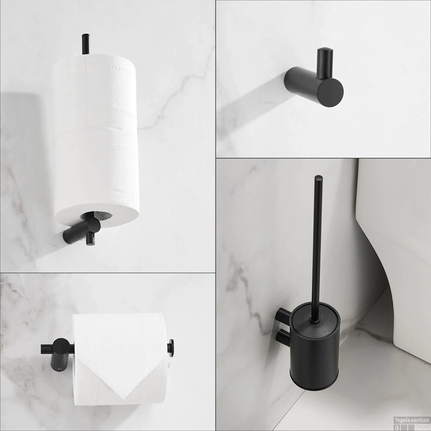 Toiletaccessoires Set Boss & Wessing Academy Mat Zwart 4 Toiletaccessoires Set Boss & Wessing Academy Mat Zwart - Afbeelding 2