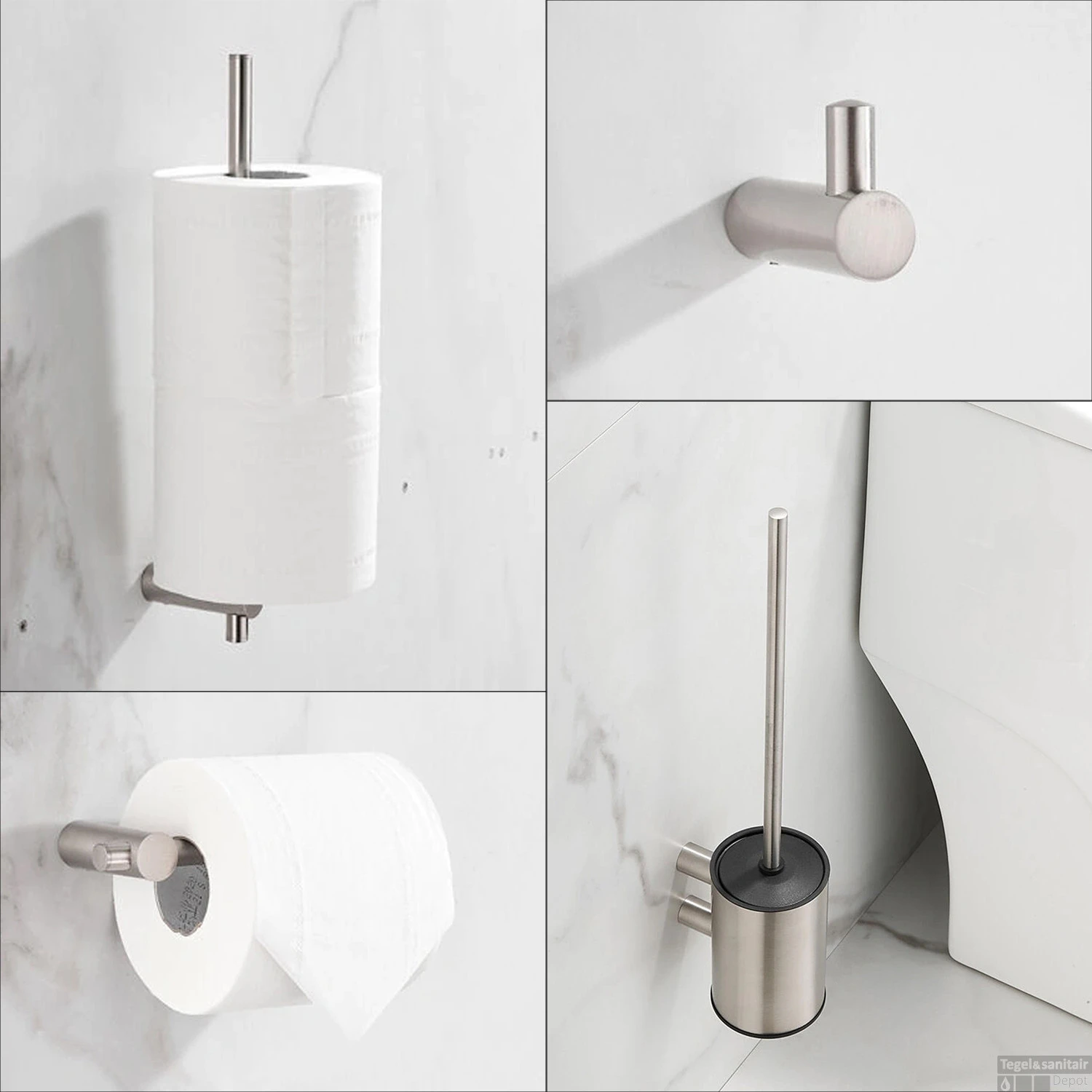 Toiletaccessoires Set Boss & Wessing Academy RVS 4 Toiletaccessoires Set Boss & Wessing Academy RVS - Afbeelding 2