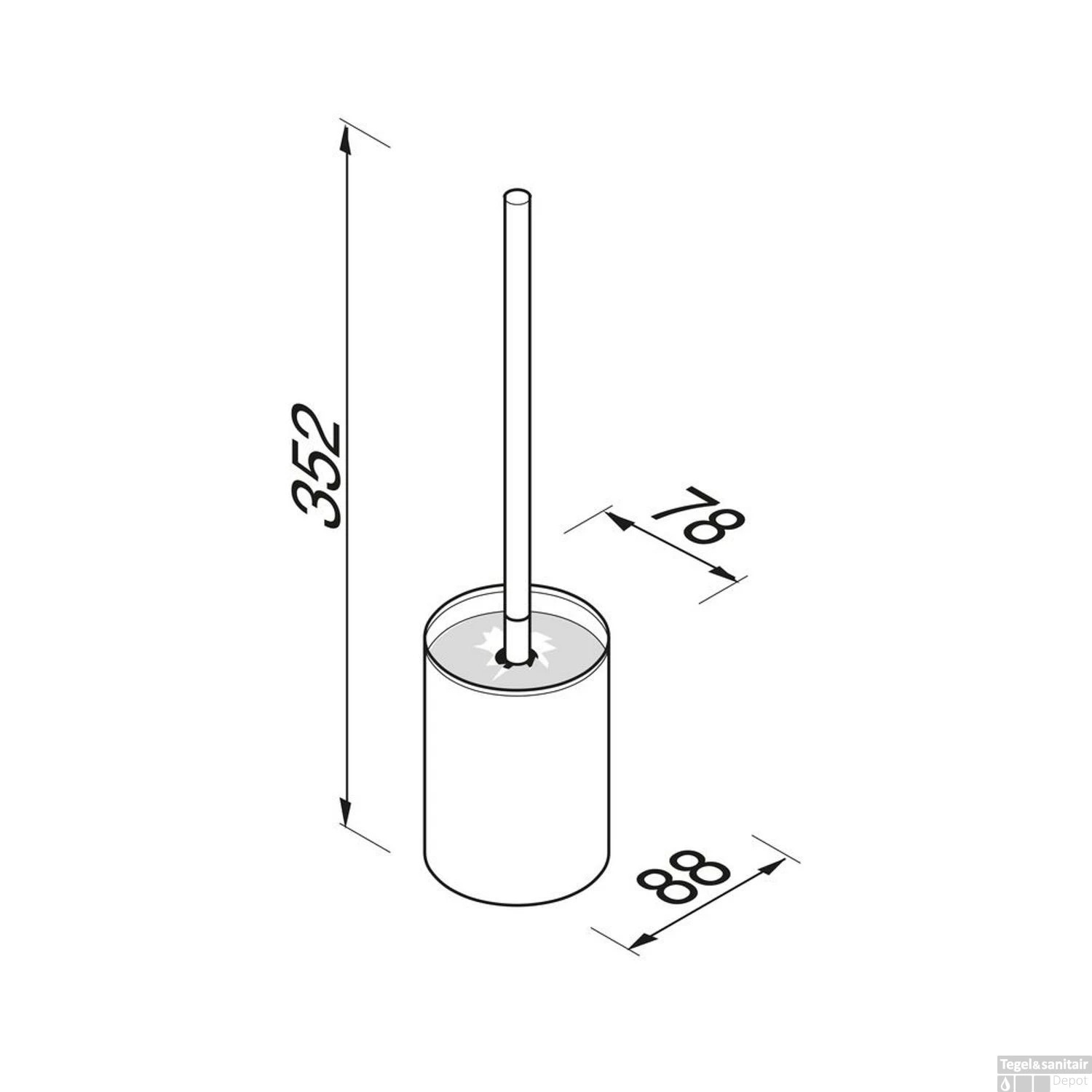 Toiletborstel Met Houder Geesa AIM Wand Zwarte Borstelkop Chroom 5 Toiletborstel Met Houder Geesa AIM Wand Zwarte Borstelkop Chroom - Afbeelding 3