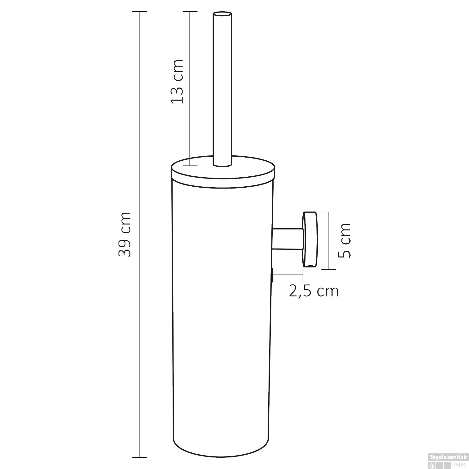 Toiletborstelhouder Differnz Tobo Met Wandhouder Mat Chroom 4 Toiletborstelhouder Differnz Tobo Met Wandhouder Mat Chroom - Afbeelding 2