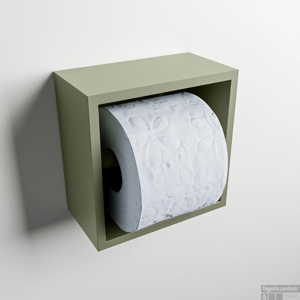 MONDIAZ Easy Toiletrolhouder CUBE 160 Solid Surface 16x8,6cm Kleur Army. Geschikt Voor Op En Inbouw. 3 MONDIAZ Easy Toiletrolhouder CUBE 160 Solid Surface 16x8,6cm Kleur Army. Geschikt Voor Op En Inbouw.