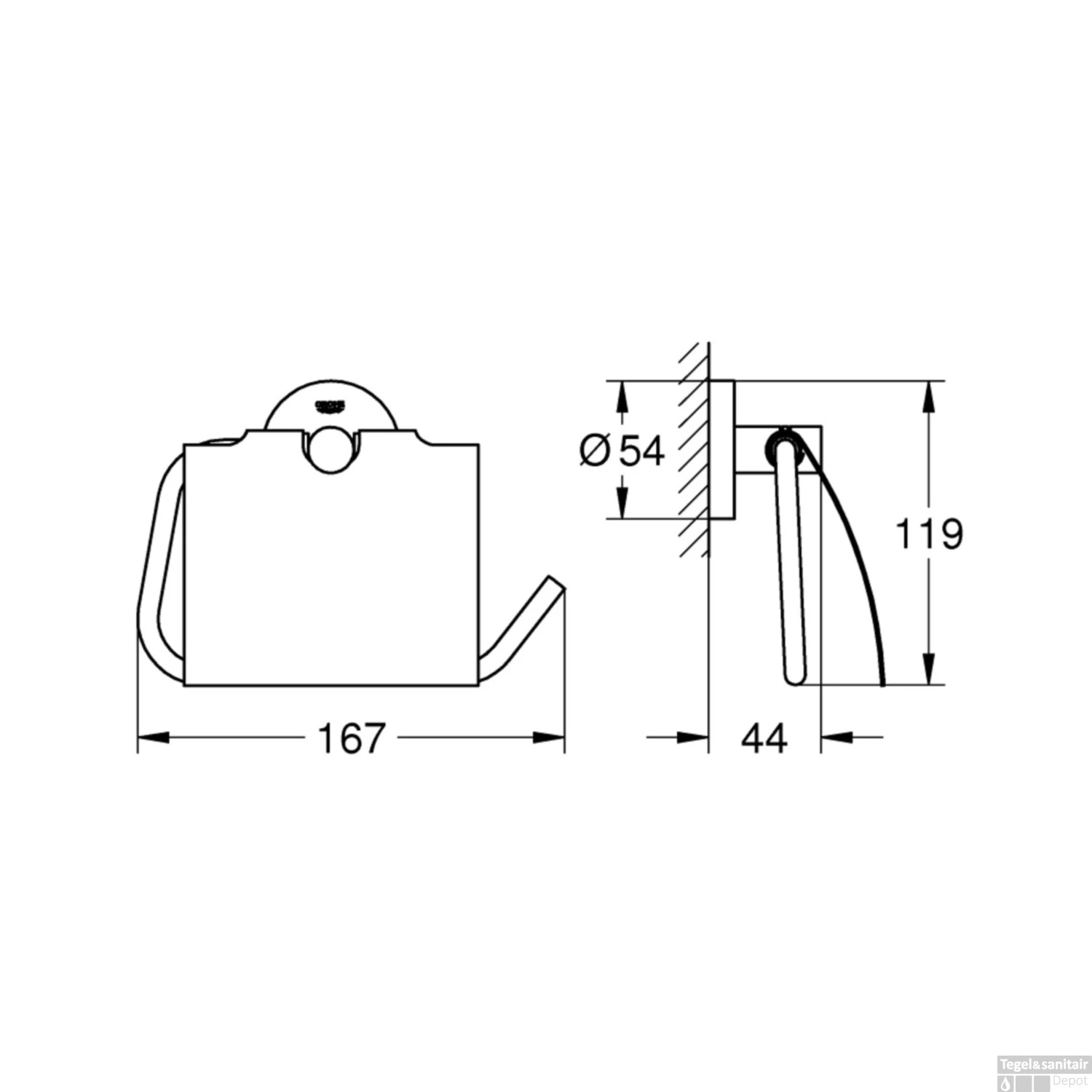 Toiletrolhouder Grohe Essentials Met Deksel Supersteel 4 Toiletrolhouder Grohe Essentials Met Deksel Supersteel - Afbeelding 2