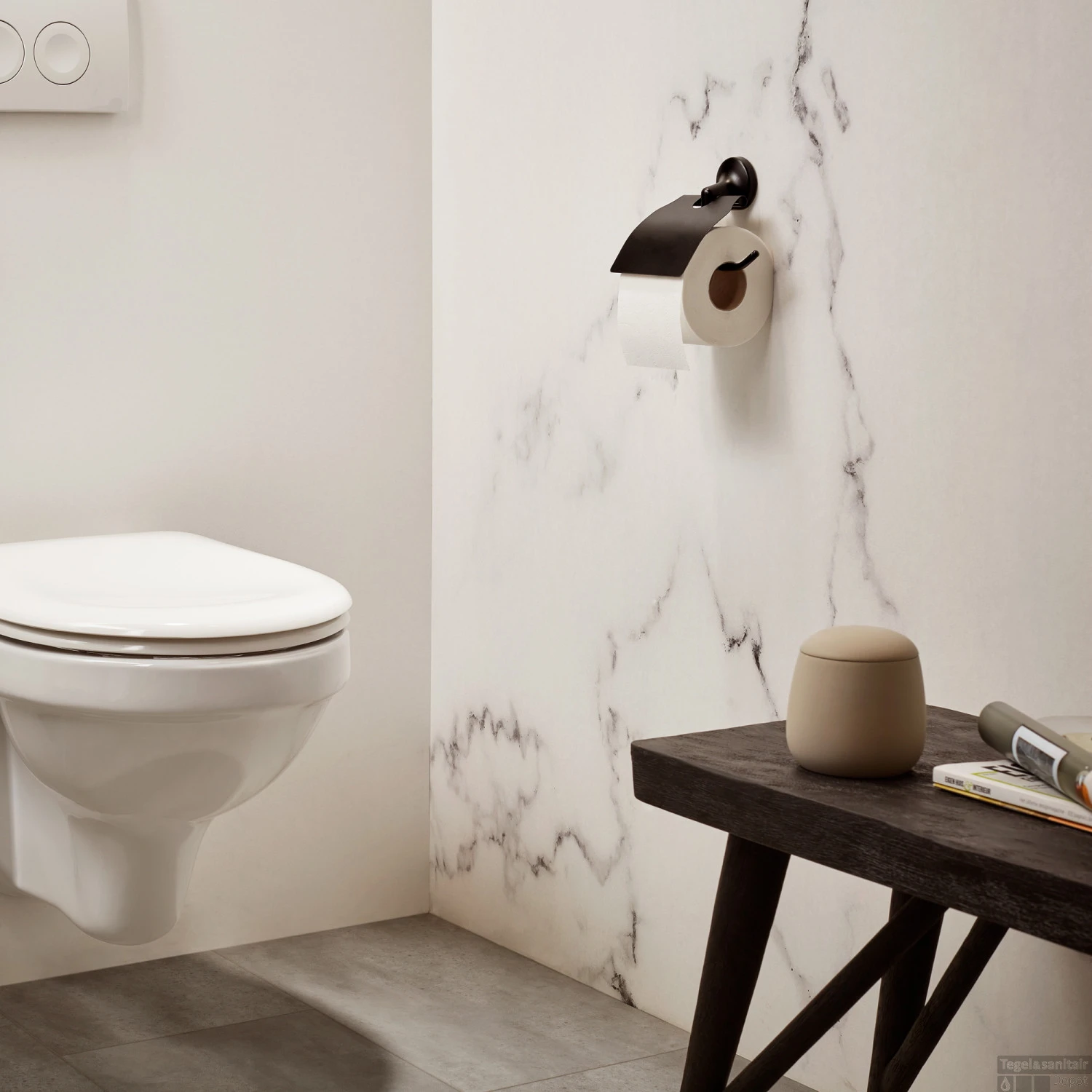 Toiletrolhouder Haceka Aspen Met Klep Mat Zwart 4 Toiletrolhouder Haceka Aspen Met Klep Mat Zwart - Afbeelding 2