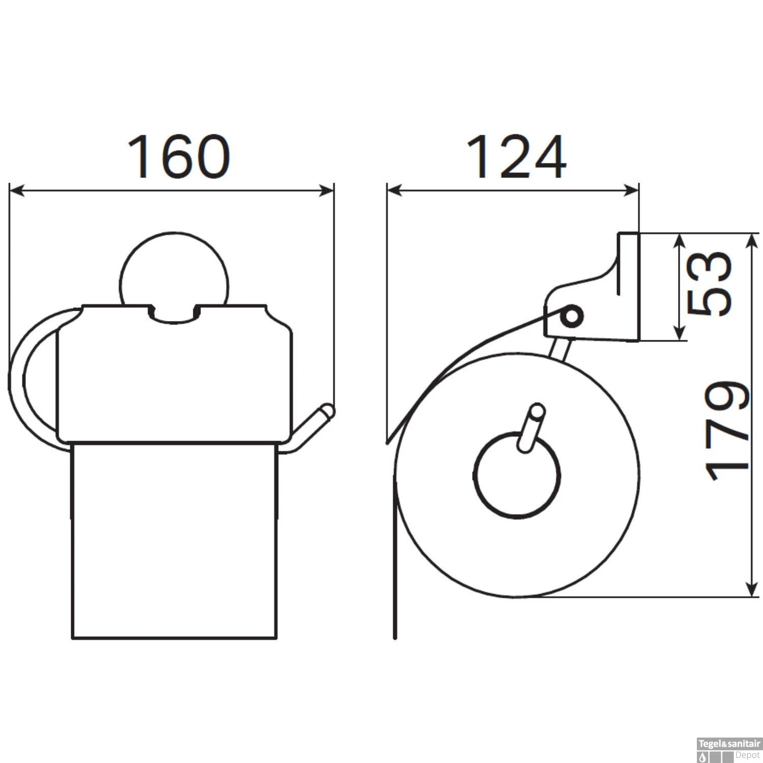 Toiletrolhouder Haceka Aspen Met Klep Mat Zwart 6 Toiletrolhouder Haceka Aspen Met Klep Mat Zwart - Afbeelding 4