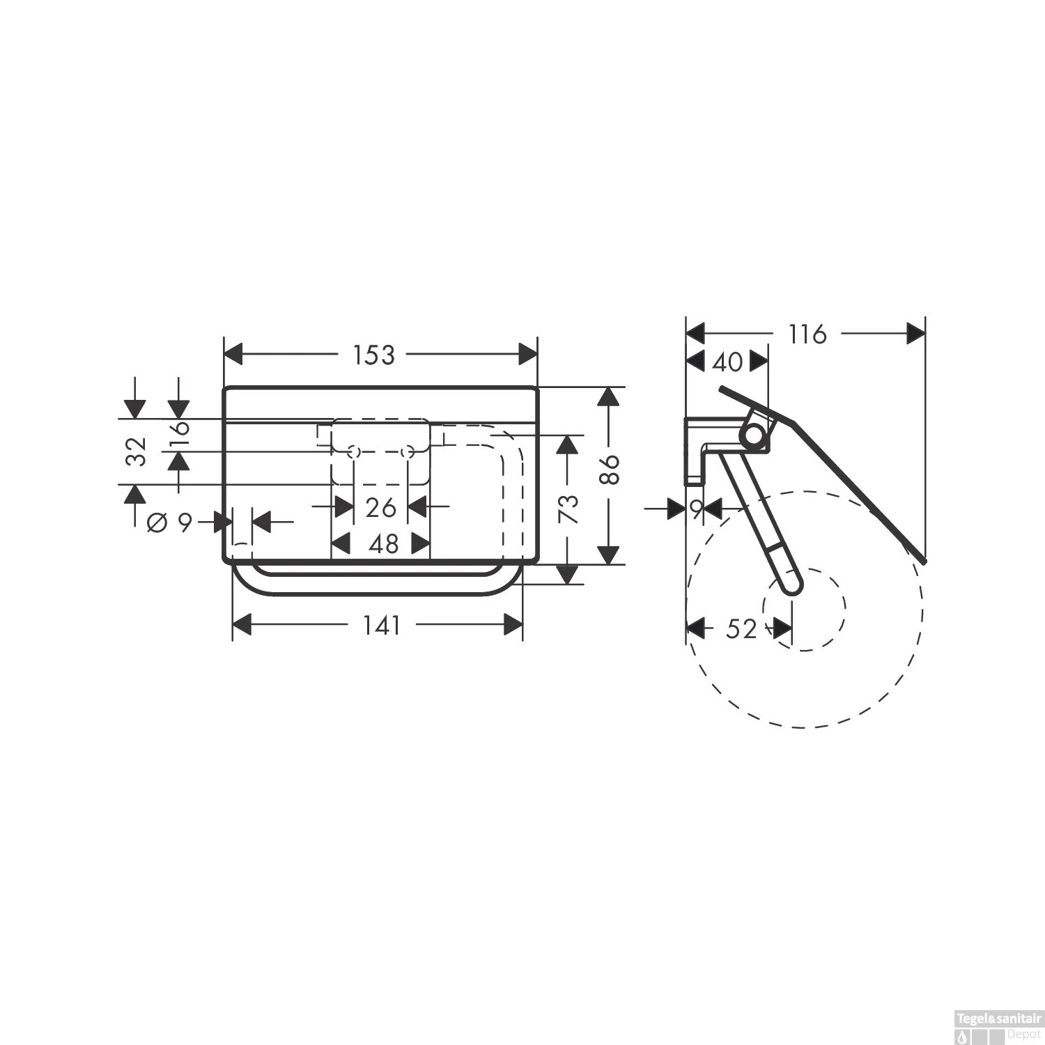 Toiletrolhouder Met Klep HansGrohe AddStoris Mat Zwart 4 Toiletrolhouder Met Klep HansGrohe AddStoris Mat Zwart - Afbeelding 2