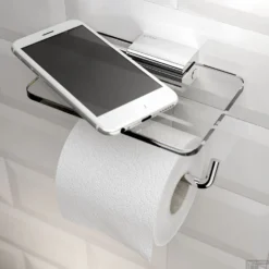 Toiletrolhouder Met Planchet Geesa AIM Chroom -Goedkope Stijl Baden Winkel toiletrolhouder met planchet geesa aim chroom sfeer 2