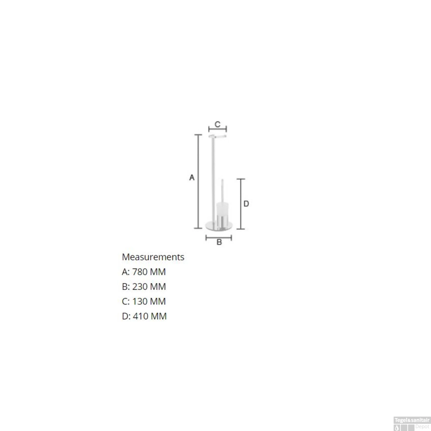 Reserverolhouder Smedbo Outline Met Borstelhouder Porselein Container Rond 23x78 Cm Chroom - Afbeelding 2