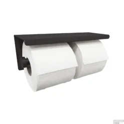 Toiletrolhouder Wiesbaden Dubbel Met Plateau Legplankje Mat Zwart