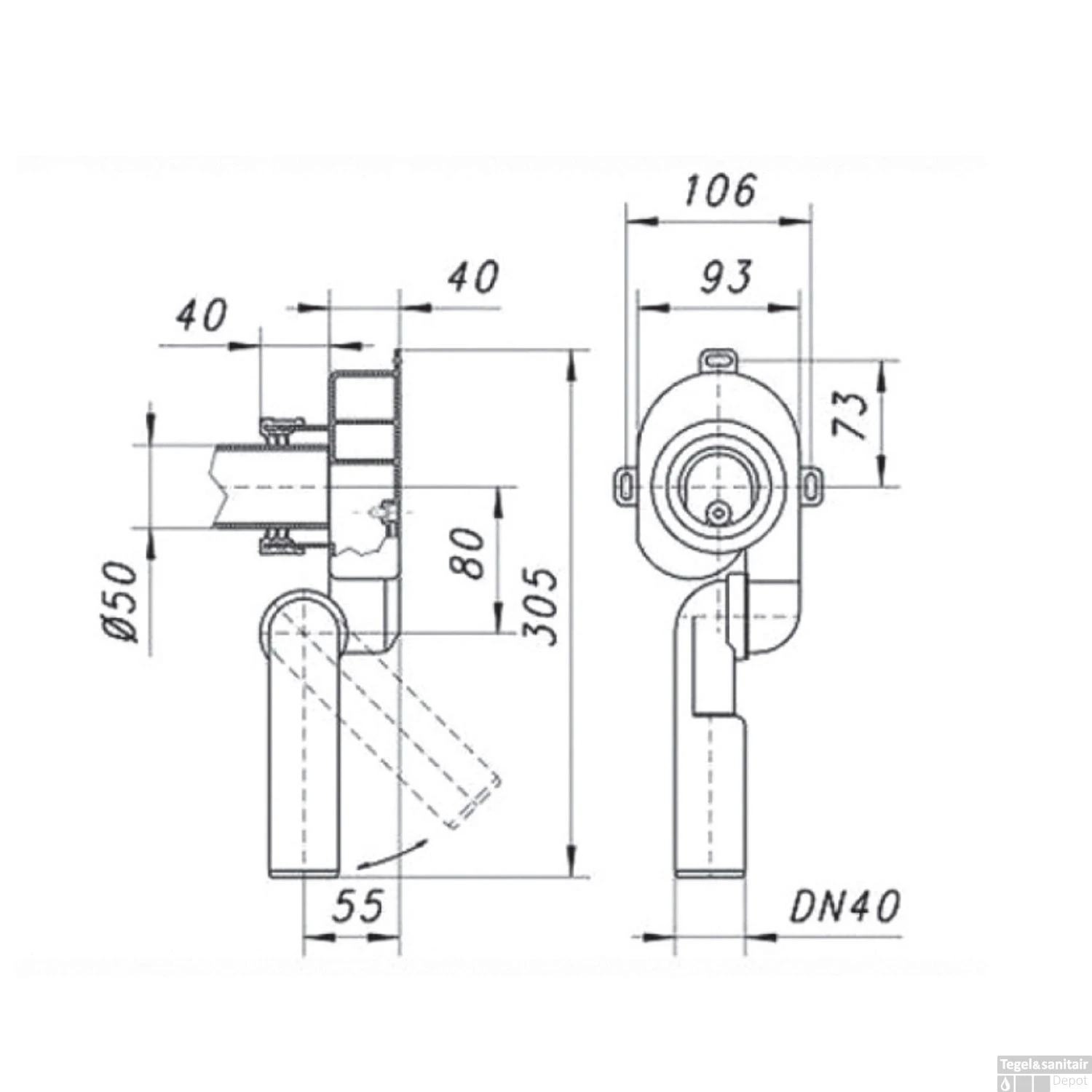 Urinoir Sifon Boss & Wessing Verticaal 4 Urinoir Sifon Boss & Wessing Verticaal - Afbeelding 2