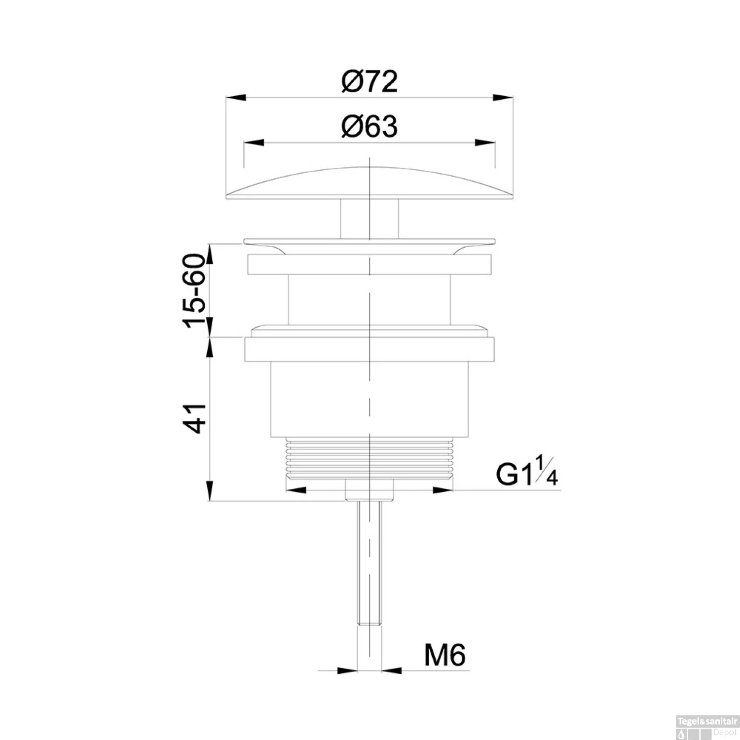 Vaste Waste Wiesbaden Niet Afsluitbaar 5/4" Gunmetal 4 Vaste Waste Wiesbaden Niet Afsluitbaar 5/4" Gunmetal - Afbeelding 2