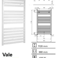 Handdoekradiator Vale 1120 X 660 Mm Black Graphite
