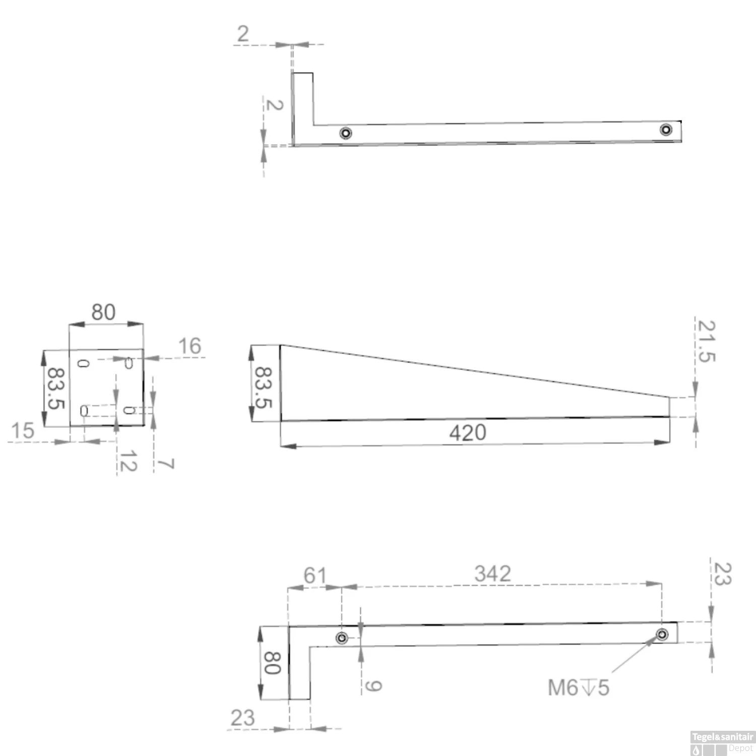 Verborgen Beugels Voor Onderblad Mat Koper (2 Stuks) 5 Verborgen Beugels Voor Onderblad Mat Koper (2 Stuks) - Afbeelding 3