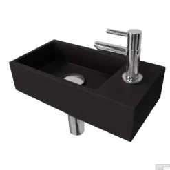 FonteinPack Ink Versus Rechts Zwart Chroom (Keuze Uit 20 Kranen) -Goedkope Stijl Baden Winkel versus quartz zwart vrijstaand rechts 2