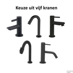 Fonteinset Boss & Wessing Solid Surface Met Handdoekhouder Rechts Mat Zwart (inclusief Kraan, Afvoer En Sifon) -Goedkope Stijl Baden Winkel vijfkranen 4052.36 1