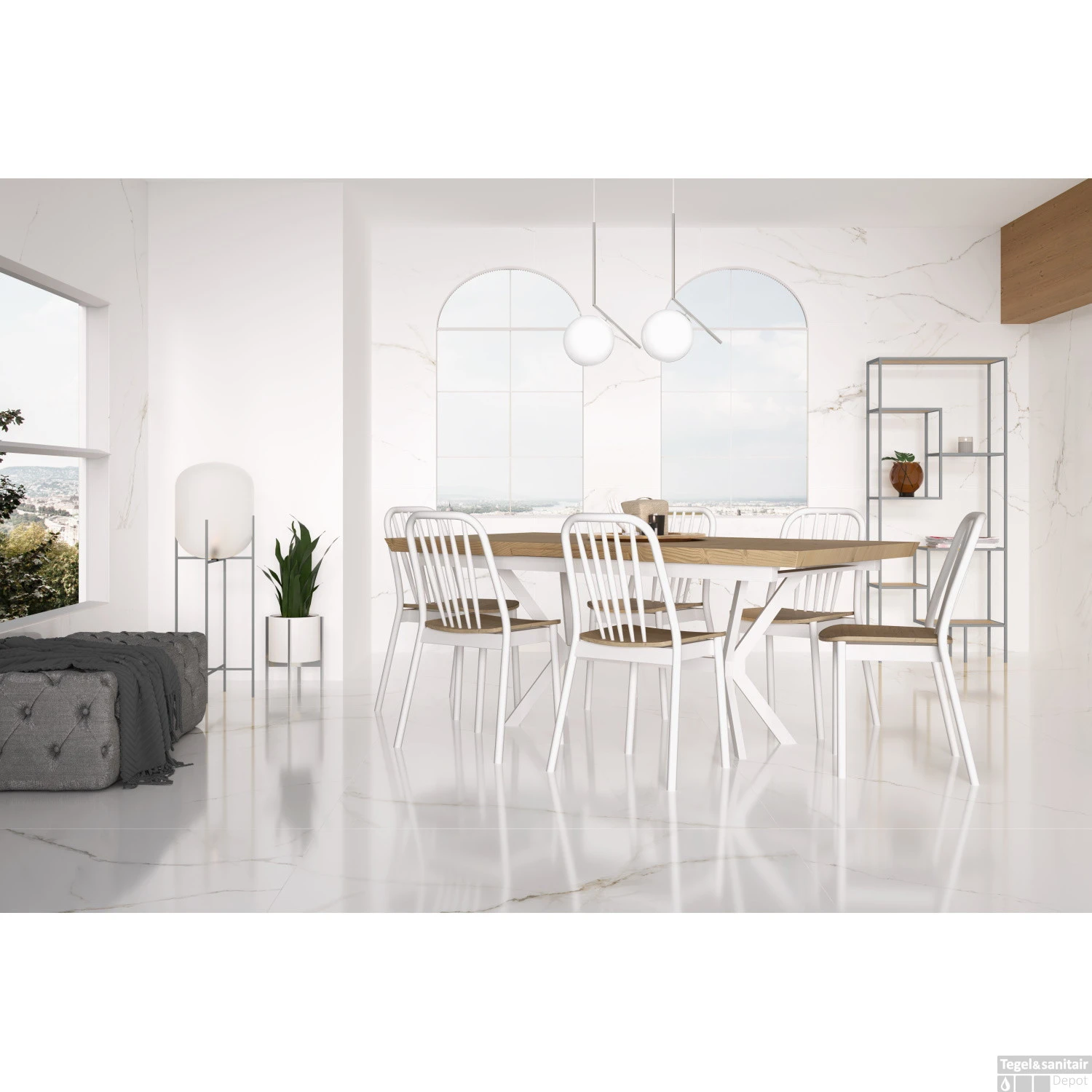 Vloer- En Wandtegel Navarti Lance 60x60 Cm Gepolijst Wit (Doosinhoud: 1,44 M2) 4 Vloer- En Wandtegel Navarti Lance 60x60 Cm Gepolijst Wit (Doosinhoud: 1,44 M2) - Afbeelding 2