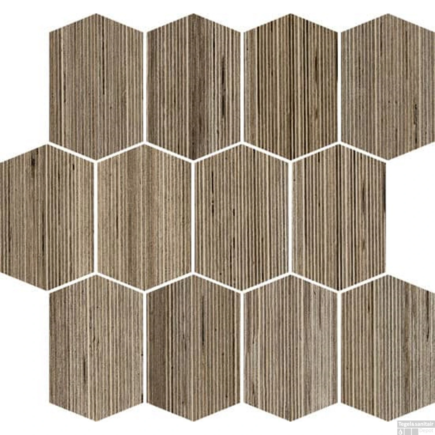 Vloertegel Douglas & Jones Textures Mat Tortora 6-Kant 30x30 Cm (Doosinhoud 0.45m2)