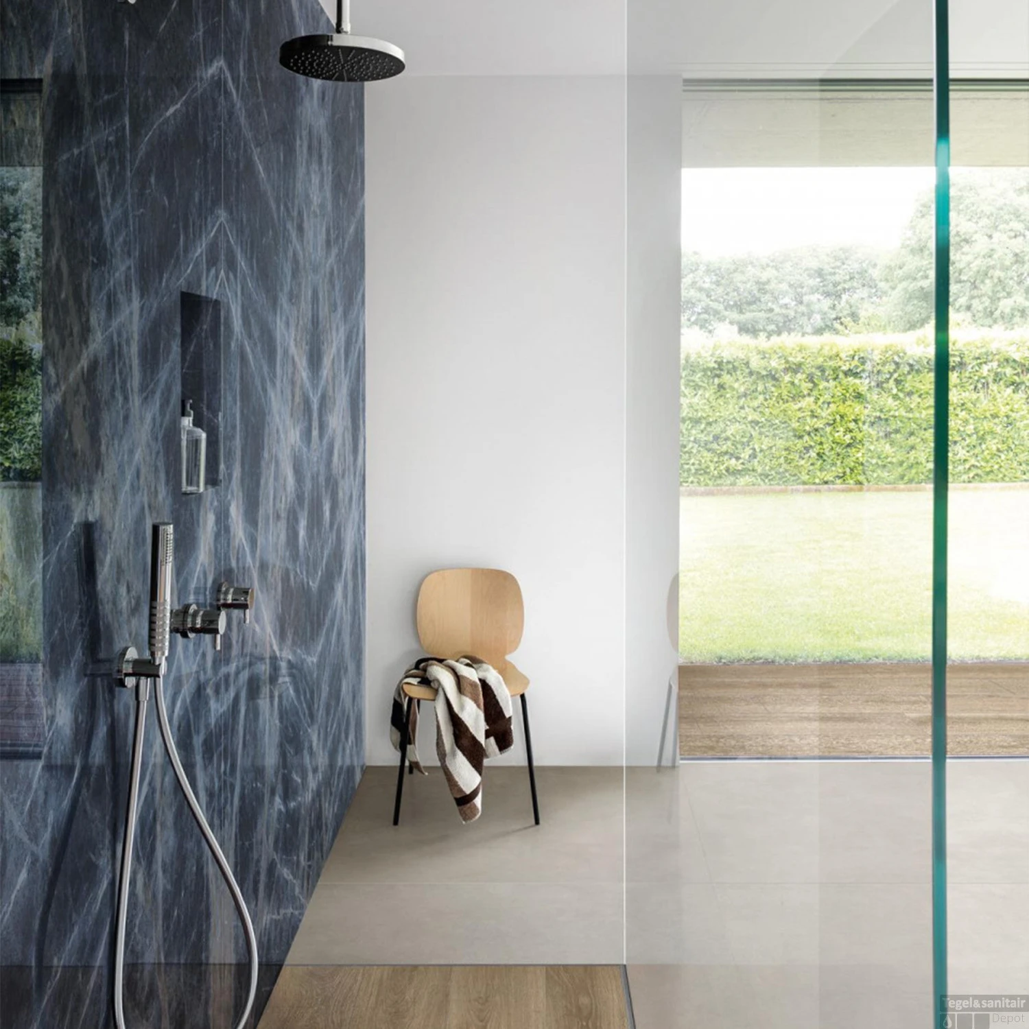 Vloertegels Marazzi Grandemarble 120x278cm Glans Blauw (Doosinhoud 3.33m2) 4 Vloertegels Marazzi Grandemarble 120x278cm Glans Blauw (Doosinhoud 3.33m2) - Afbeelding 2