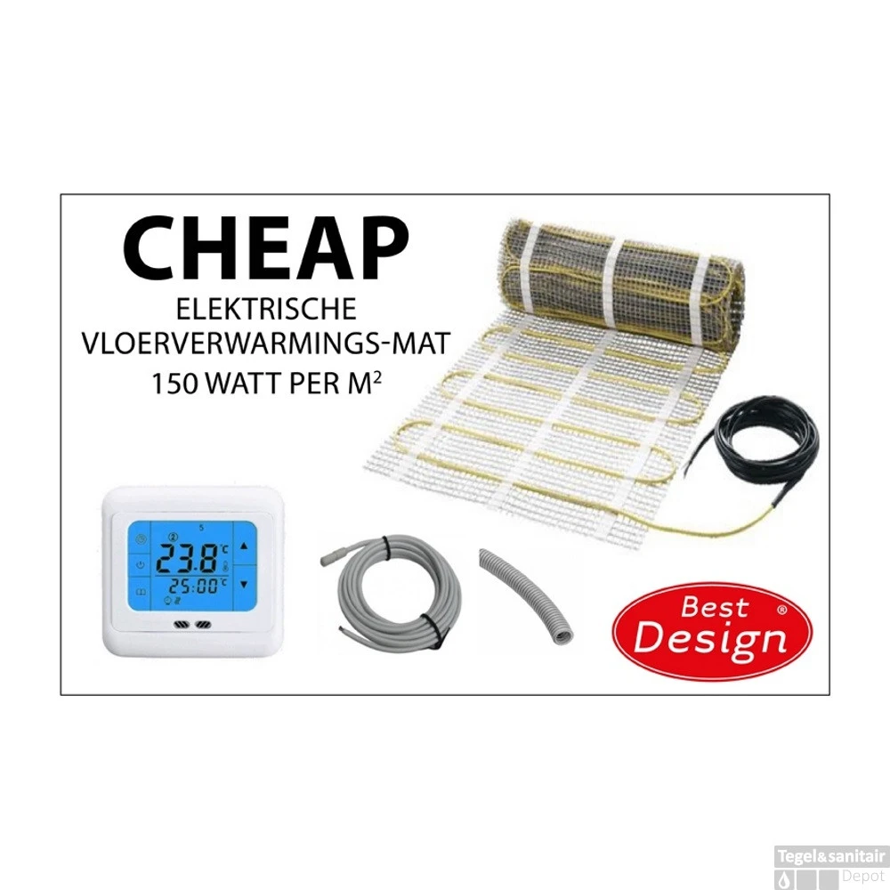 Vloerverwarming Best Design Queep Elektrische Vloerverwarmingsmat 10m2 (150 Watt) 4 Vloerverwarming Best Design Queep Elektrische Vloerverwarmingsmat 10m2 (150 Watt) - Afbeelding 2