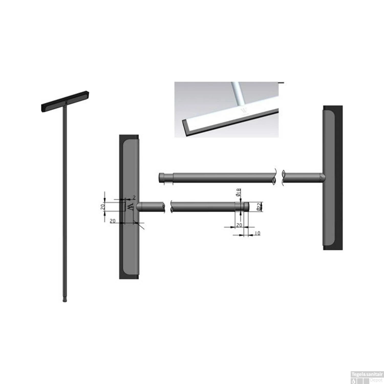 Vloerwisser Wiesbaden Luxe Badkamer Met Ophanging Chroom 7 Vloerwisser Wiesbaden Luxe Badkamer Met Ophanging Chroom - Afbeelding 5