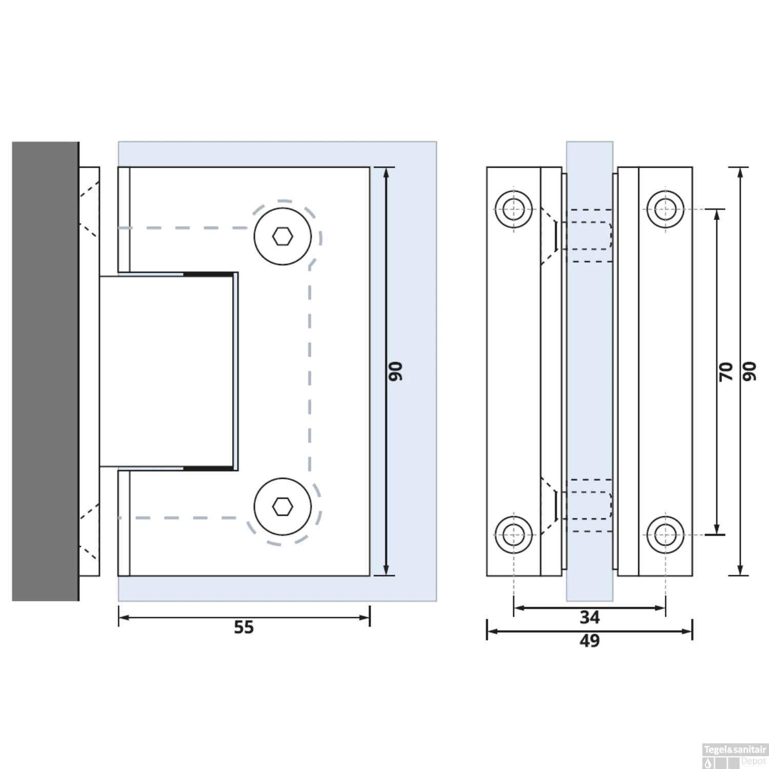 Wandscharnieren Just Creating 2 Stuks T.b.v. D1 En DZ1 Gunmetal 4 Wandscharnieren Just Creating 2 Stuks T.b.v. D1 En DZ1 Gunmetal - Afbeelding 2