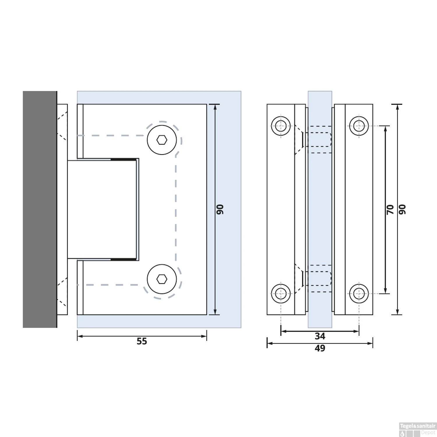 Wandscharnieren Just Creating 2 Stuks T.b.v. D1/D2 En DZ1 Chroom 4 Wandscharnieren Just Creating 2 Stuks T.b.v. D1/D2 En DZ1 Chroom - Afbeelding 2