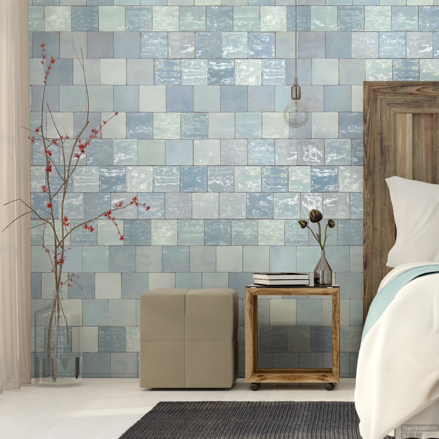 Wandtegel Rajoles Tesanal Azul Brillo 13x13 Cm (doosinhoud: 1,00 M2 Per Doos) 4 Wandtegel Rajoles Tesanal Azul Brillo 13x13 Cm (doosinhoud: 1,00 M2 Per Doos) - Afbeelding 2