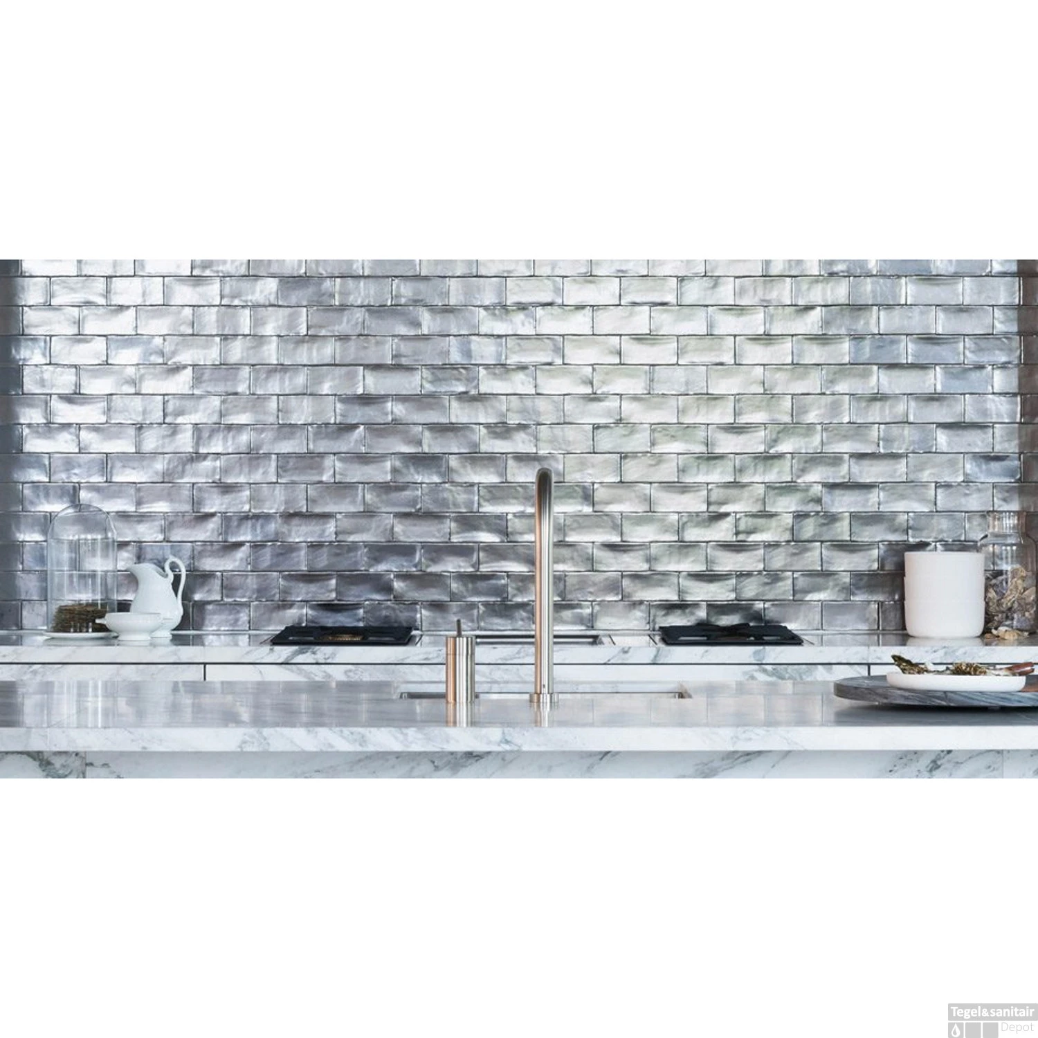 Wandtegel Piet Boon Signature Silver Mat 7,5x15 Cm Zilver (Doosinhoud: 0,49 M²) 4 Wandtegel Piet Boon Signature Silver Mat 7,5x15 Cm Zilver (Doosinhoud: 0,49 M²) - Afbeelding 2